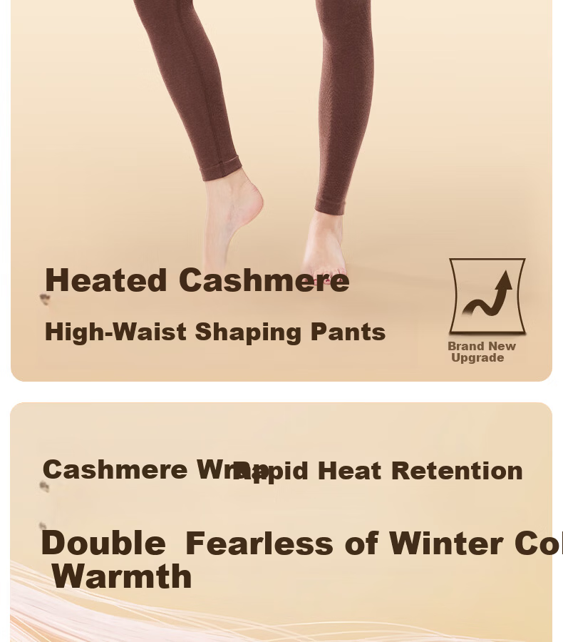 GRACEWELL High-Waist Autumn Winter Women's Cashmere Thermal Shaping Seamless Heat Retention Tummy Control Hip Lift Slim Fit Leggings Coffee XL 2