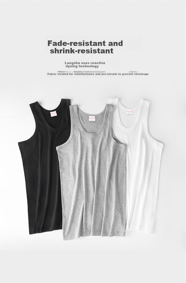 Langsha Men's 100% Cotton Vest Comfortable Soft Breathable Sports Fitness Ribbed Sleeveless Summer Top 14