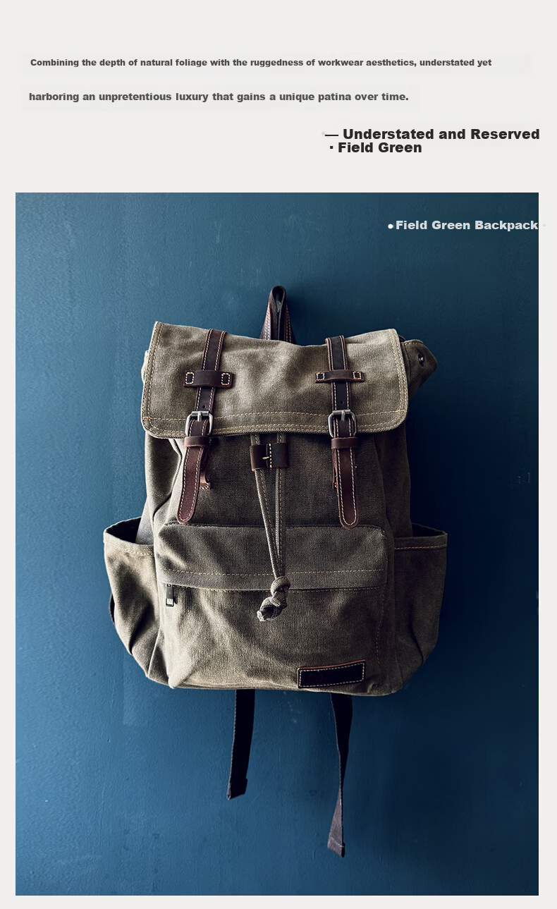 World Geography New Genuine Leather Canvas Backpack Unisex Large Capacity 15.6-inch Laptop Student School Bag Arctic Gray 13