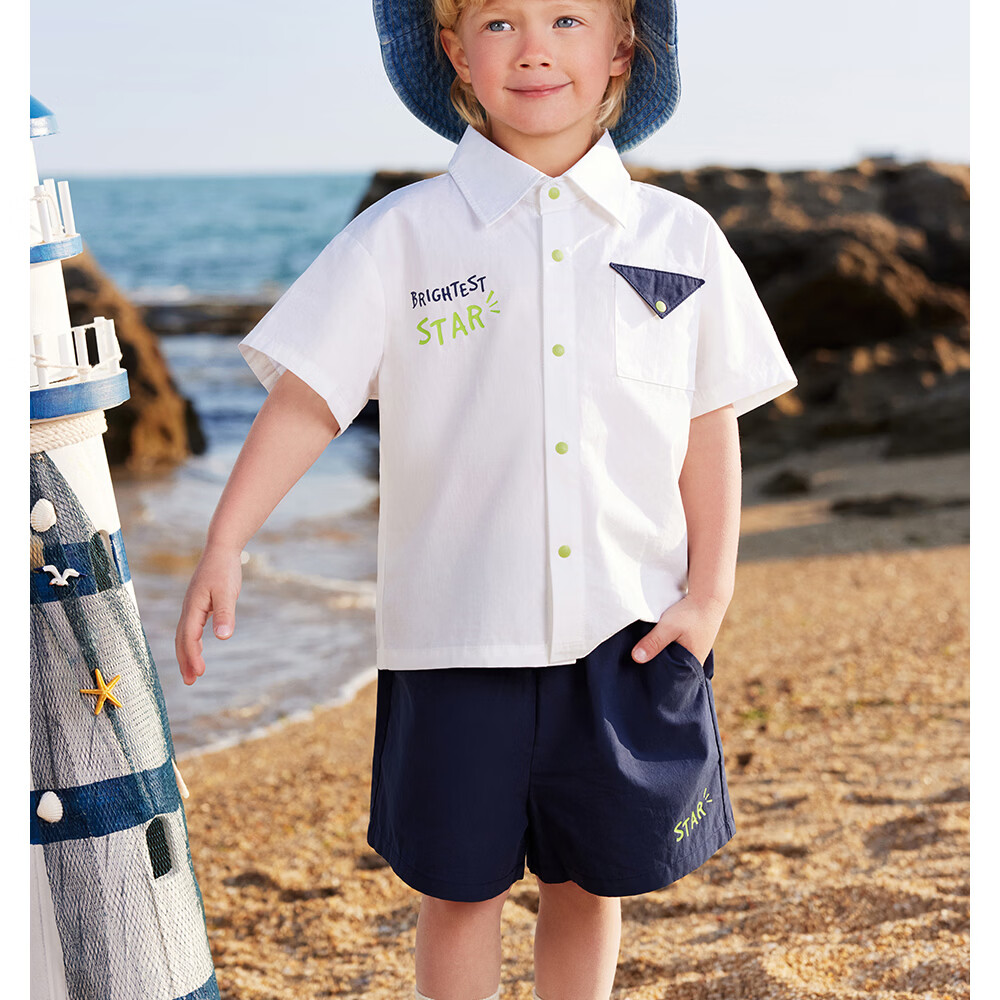 Beitais Kids Shirt Set Boys Summer Thin Two-Piece Casual School Uniform Short Sleeve Stylish College Summer Outfit 10