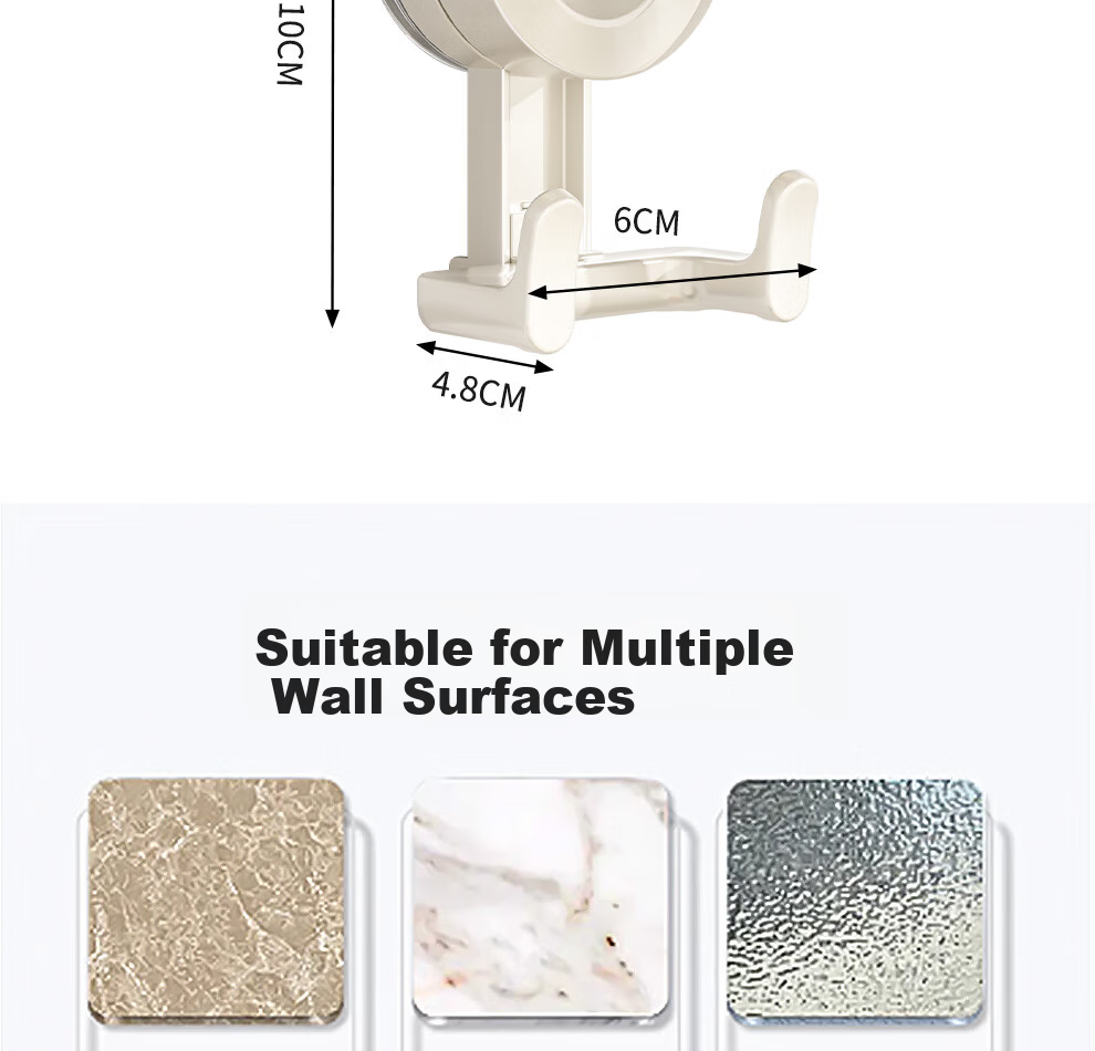 Jiabaili Suction Cup Kitchen Hook No Drilling Strong Load-Bearing Seamless Vacuum Double Hook for Door Bathroom Adhesive Hook Rack 21