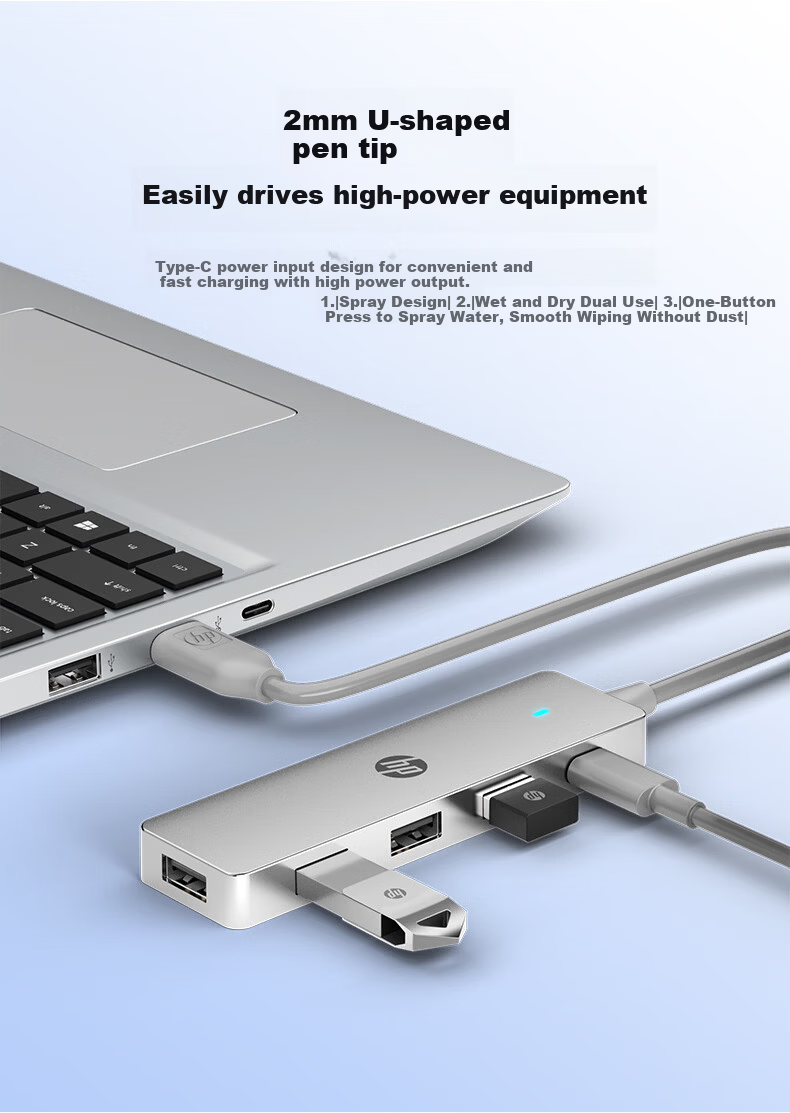 HP CT110X USB 5-Port Multi-Interface Hub Dock High-Speed Splitter Extension Cable Silver 3