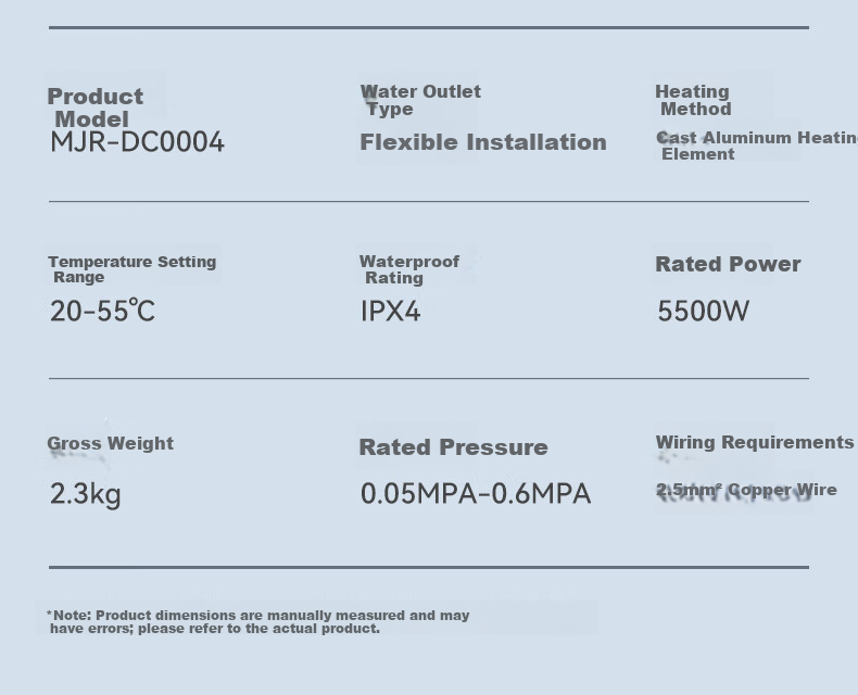 MeiLing Instant Electric Water Heater 5500W Thermostatic Tankless Kitchen Heater MJR-DC0004 with Junction Box 13