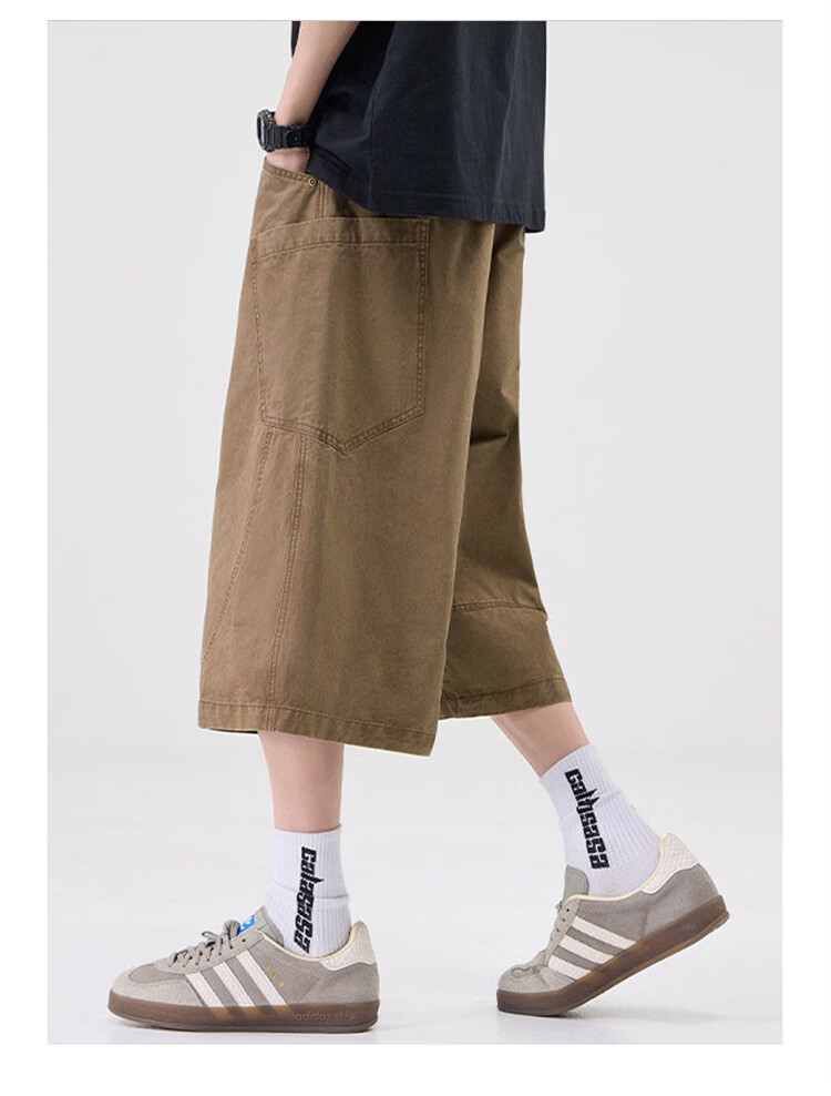 JEEP SPIRIT Men's Pure Cotton Work Shorts Summer Trendy Seven-Point Casual Pants Army Green XL 19