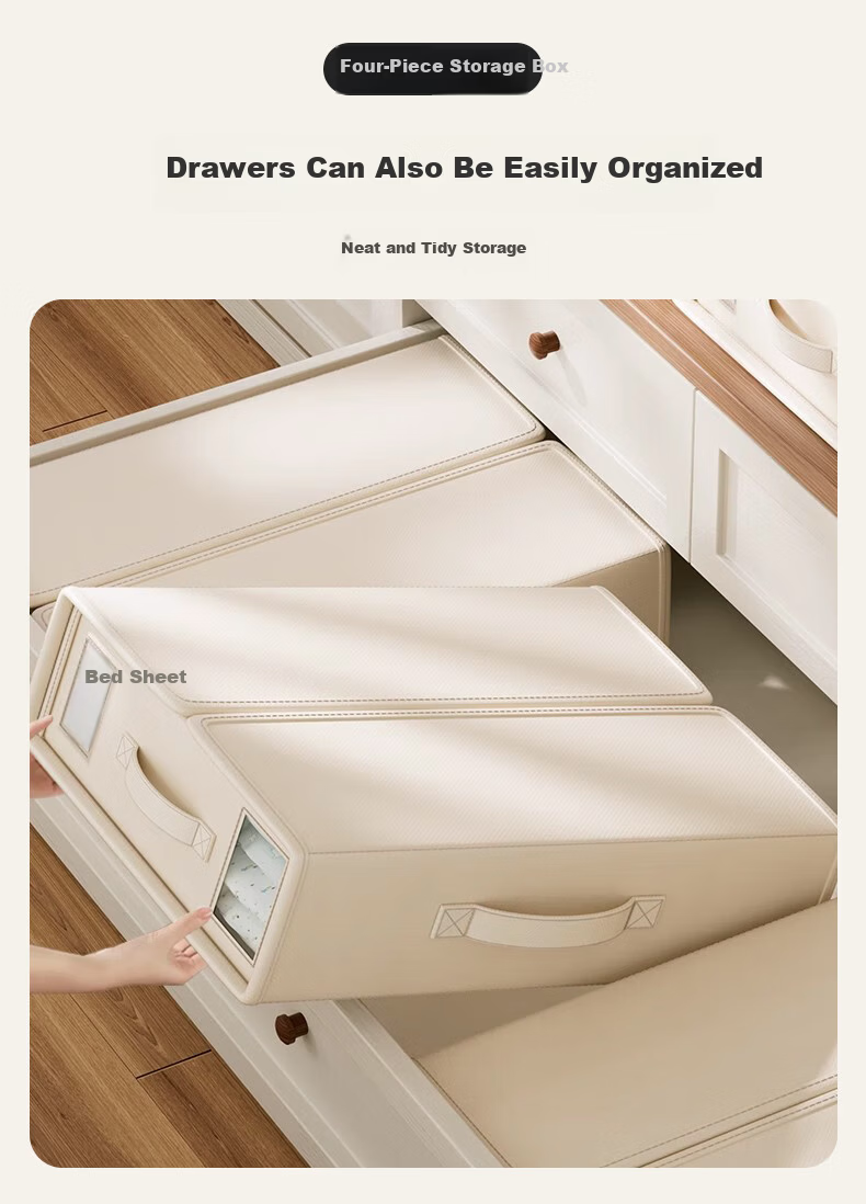 40,000 KM Wardrobe Bed Sheet Four-Piece Set Storage Bag Multifunctional Clothes Organizer Box Foldable Household Storage Box Tool 7