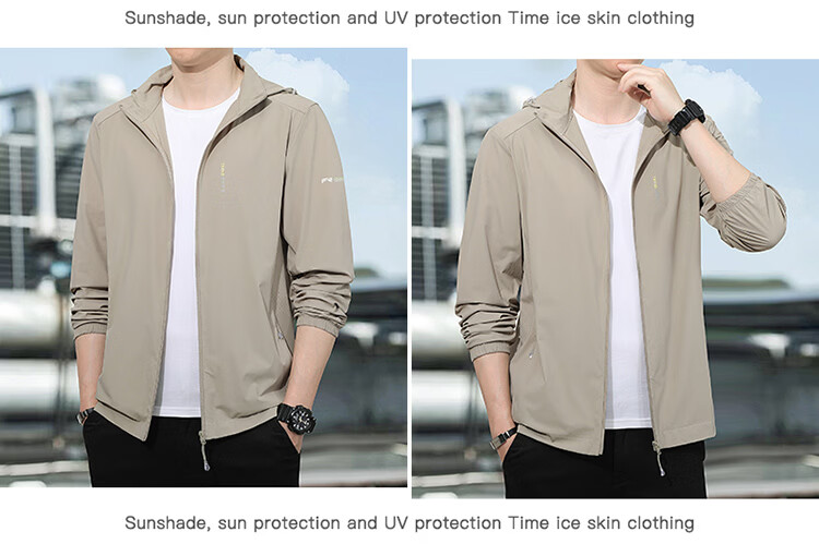 ROMON Men's Sunscreen Jacket Summer Ice Silk Quick-Dry Lightweight Breathable Casual Outdoor Fishing Coat Dark Gray M 8856 14