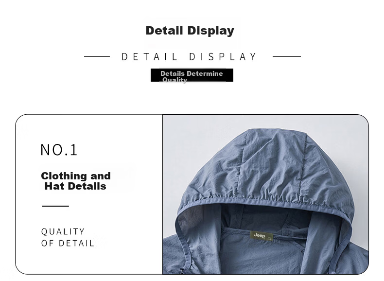 JEEP Men's Summer UPF50+ Ice Silk Breathable Fishing Sun Protection Jacket UV Protection Lightweight Coat 10