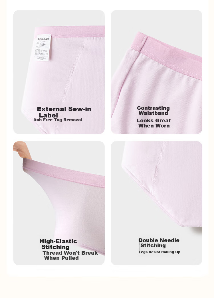 Balabala Girls' Summer Cotton Triangle Underwear, Comfortable Elastic Physiological Shorts, 2-Pack 8