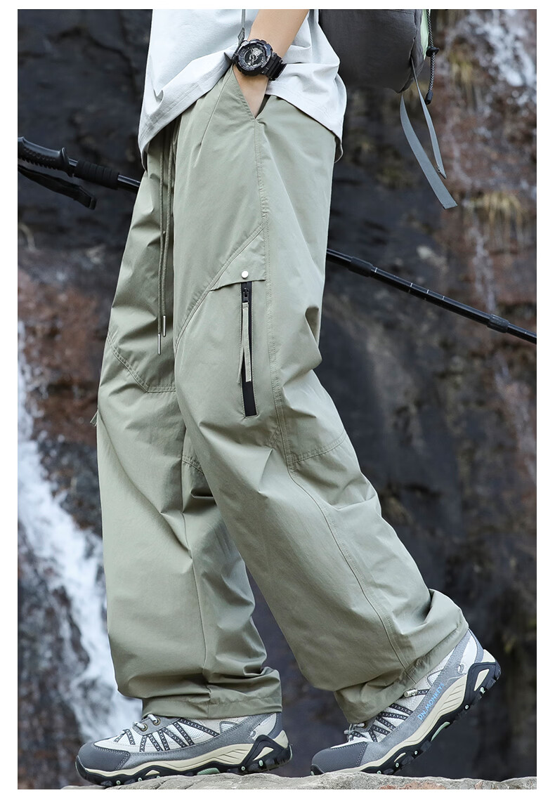 SWAMP AREA Outdoor Water-Repellent Quick-Dry Hiking Pants Men Spring Summer Lightweight Loose Straight Casual Sports Pants KS360 Black M 12
