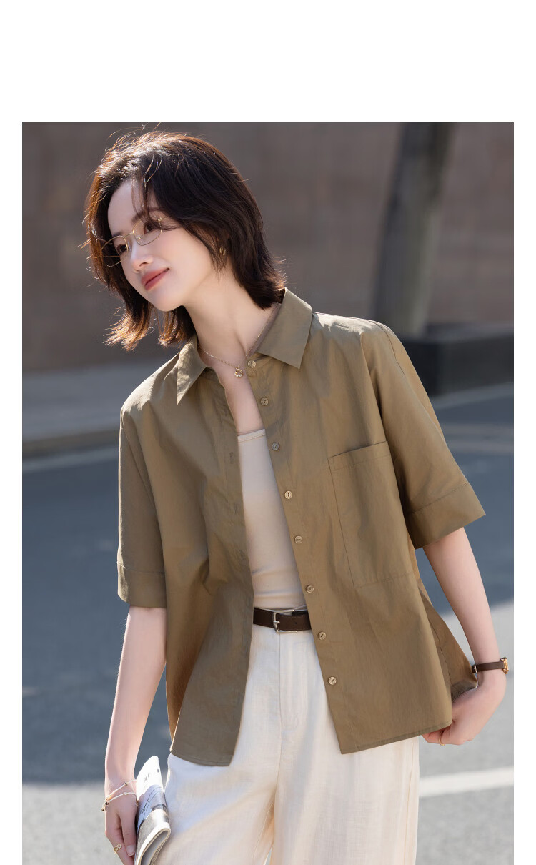 Demana [Cloud Share 100 Cotton] Summer Smart Commuter Polo Collar Raglan Short Sleeve Loose Slim Shirt for Women Premium Feel 9