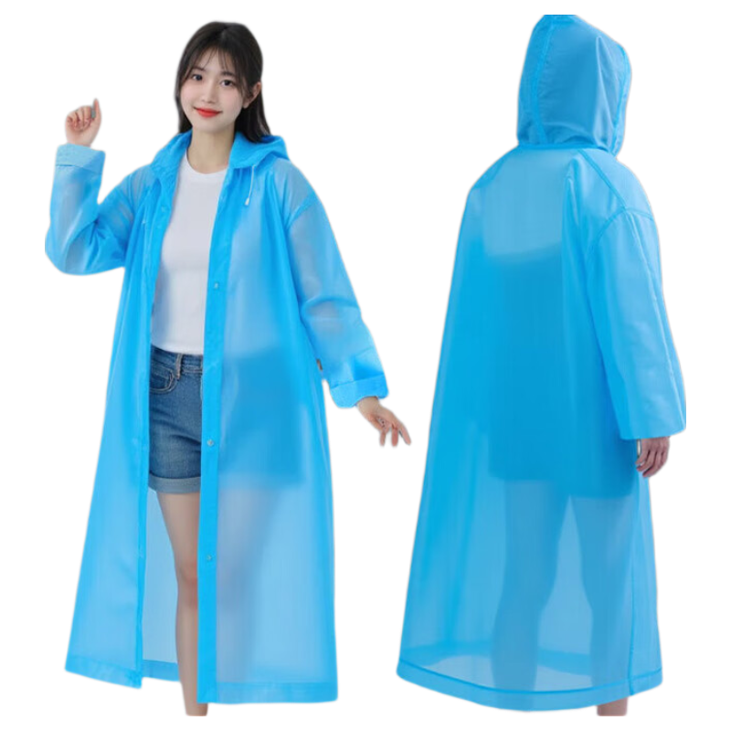 Zhimei Disposable Raincoat Thickened One-Piece Full-Body Rain Poncho with Hood Blue for Adults Outdoor Mountaineering Electric Vehicle Heavy Rain Protection
