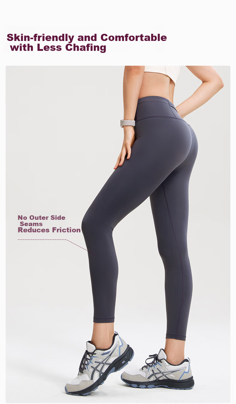 VFU Leap Running High-Elastic Quick-Dry 9/10 Length Women's High-Waist Hip-Lifting Yoga Pants Fitness Set Ebony Brown M 7