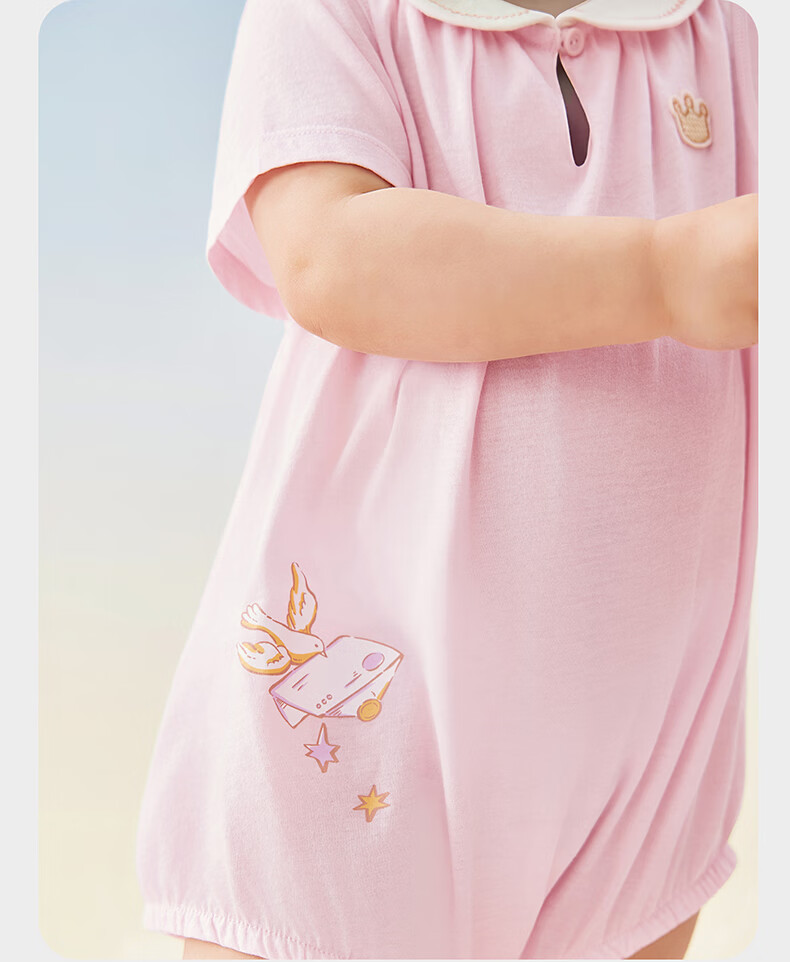 Babycare Pure Cotton Short Sleeve Pullover Triangle Romper Baby Jumpsuit Boys Girls Clothing Doka Manor 73cm 15