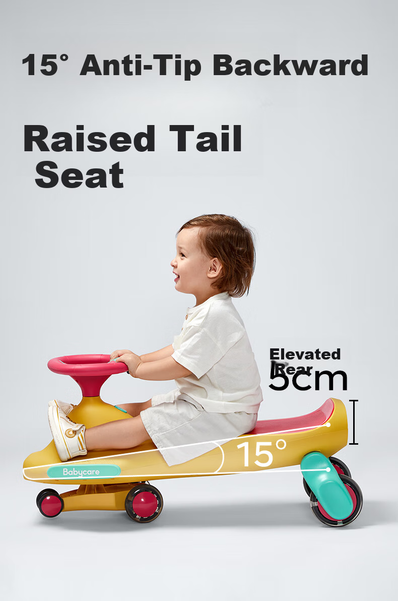 Babycare Noah Twist Ride-On Anti-Tip Toddler Scooter Rocking Car Baby Glide Toy 3-6 Years Rubber Pink 3