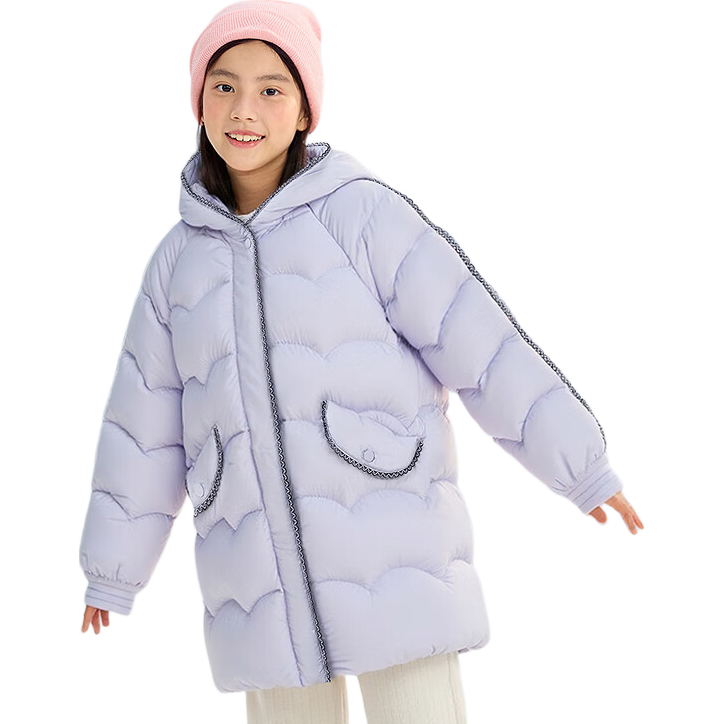 BALABALA balaOne Girls' Windproof Warm Down Jacket Winter Hooded Tweed Coat 2025 New 208425107010
