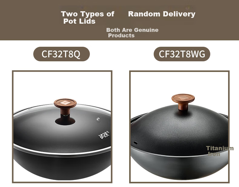 ASD Titanium Non-Stick Iron Wok 30cm Induction Cooker Compatible CF30T8Q 1