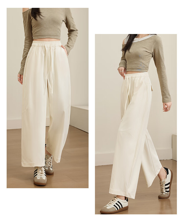 Free Style Women's 9/10 Length Wide-Leg Pants Summer Thin High Waist Draped Curved Hem Carrot Harem Casual Trousers 2026 New Arrival 18