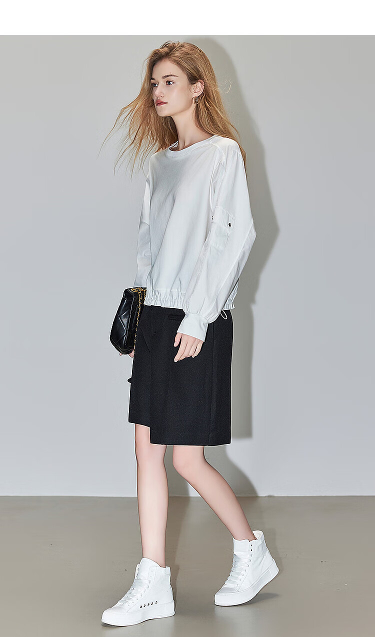 Dme [Encounter Virgo] Spring And Autumn Simple Commuter Workwear Pocket Shirt, Comfortable Elastic Hem Blouse Women's Top 8