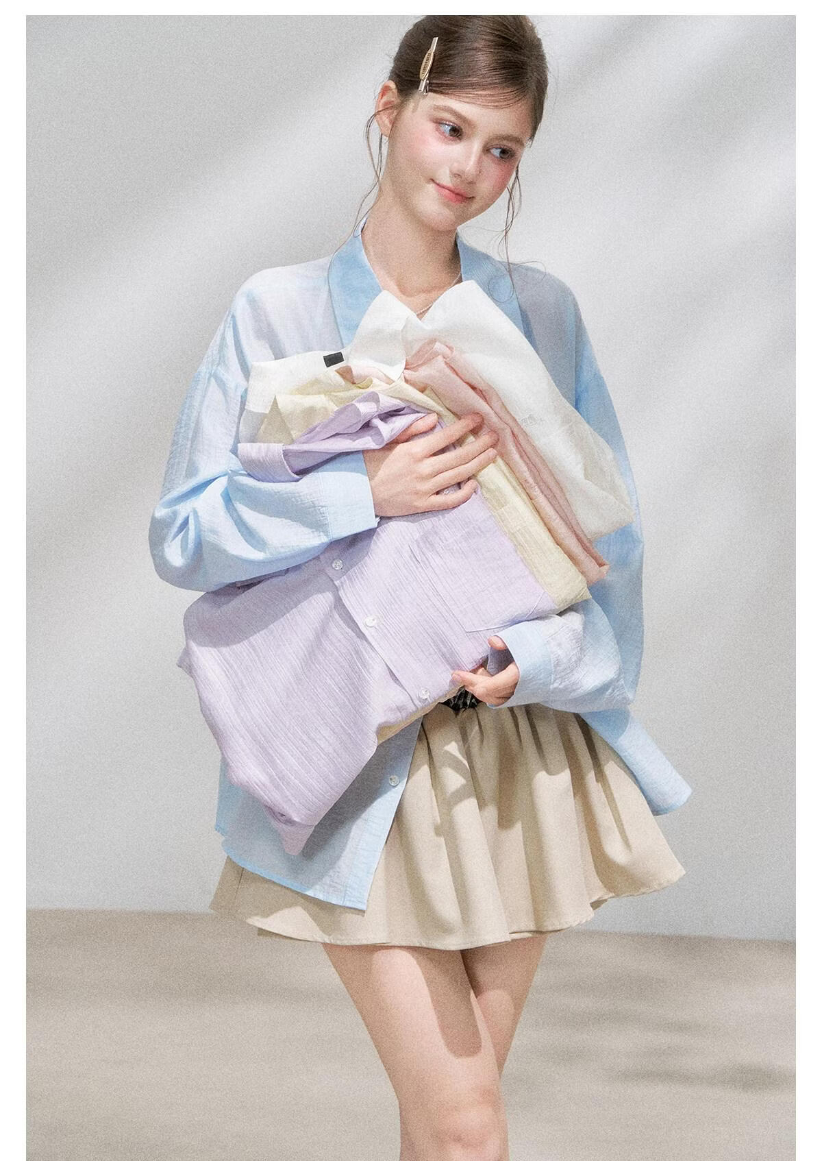ICH MODE "Spring Light Leisure" Lyocell Sun Protection Long Sleeve Shirt Women Lazy Style Thin Jacket White M 31