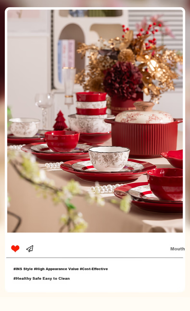 Chudi Complete Dinnerware Set Ceramic Bowls Home Set Wedding Gift Xiyun 18-Piece [Gift Box] 7