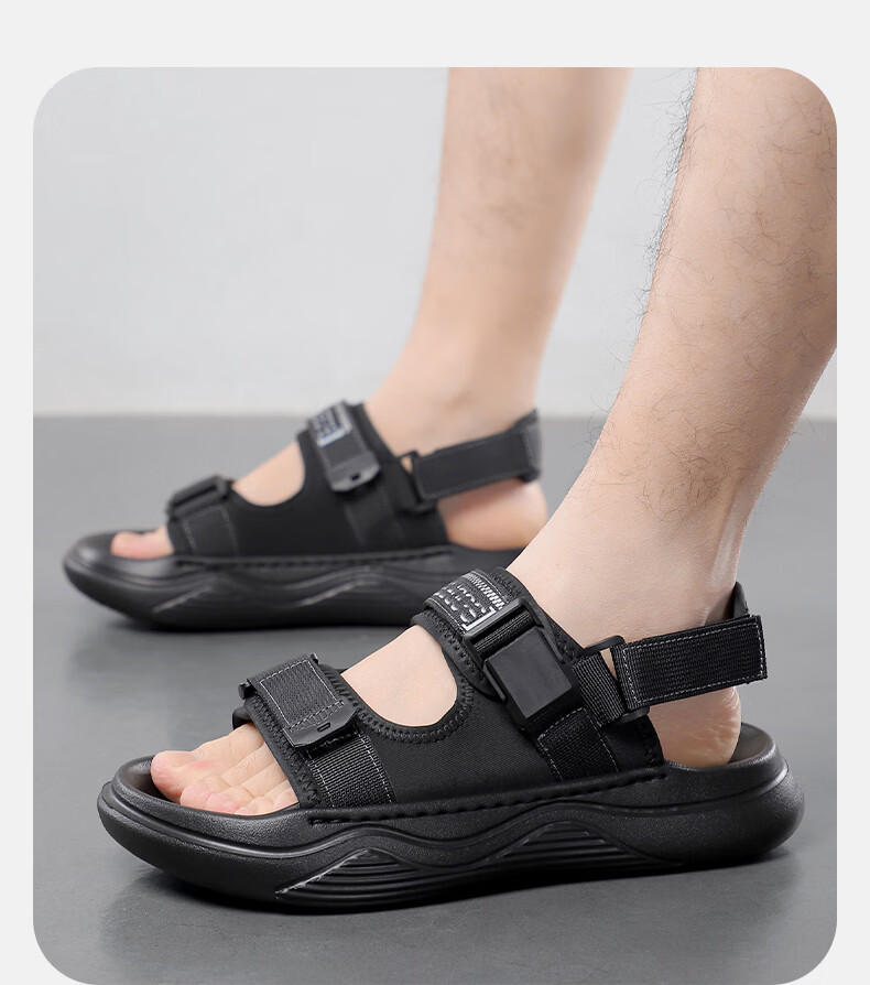 MEXICAN Spring Summer New Breathable Men's Sandals Lightweight Versatile Outdoor Sports Casual Shoes Black 39 15