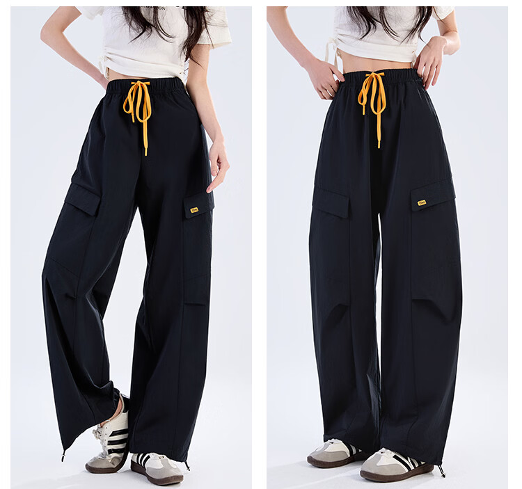 Women's Free Style Cargo Pants Summer Thin 2026 New High Waist Slimming Curved Knife Casual Hiking Loose Wide Leg Paratrooper Pants 27