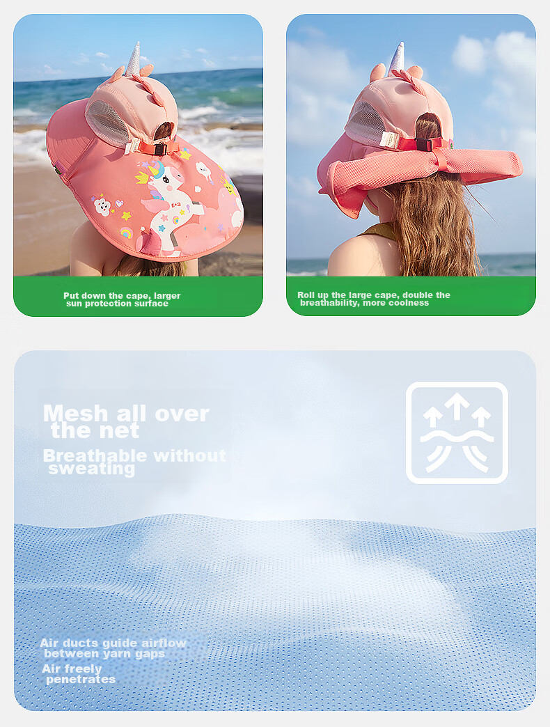Kocotree Children's Sun Protection Hat, UV-Resistant Wide Brim Summer Baby Sun Hat, Boys And Girls Fisherman Sun Hat 14