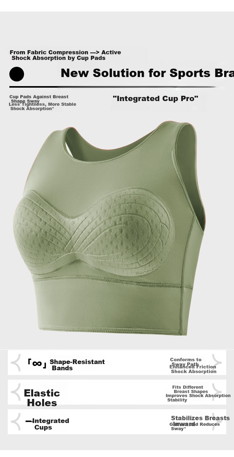 MiiOW Women's High-Impact Sports Bra Vest Anti-Shock Anti-Sagging Running Yoga Fitness Green XL 3