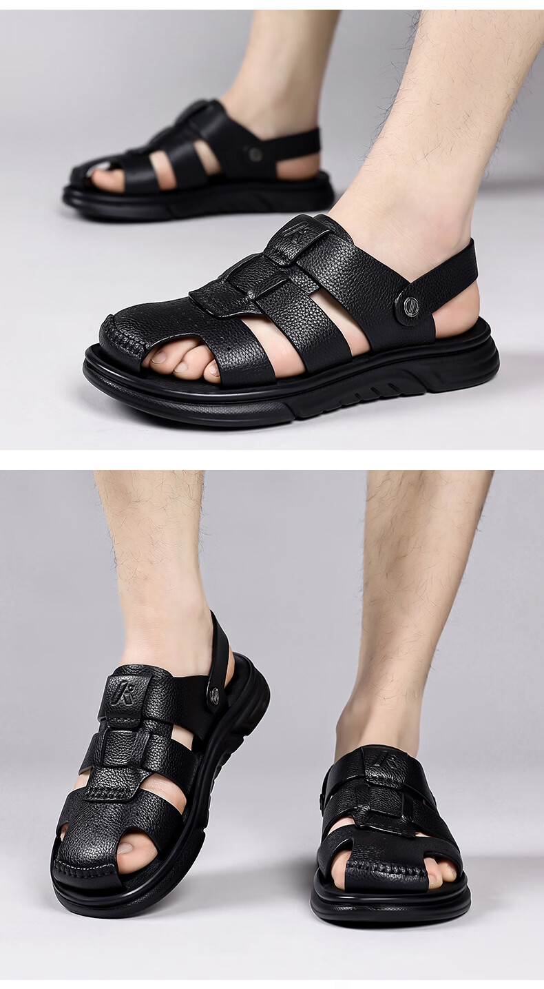 Aokang Summer Men's Casual Beach Sandals Black Size 41 17