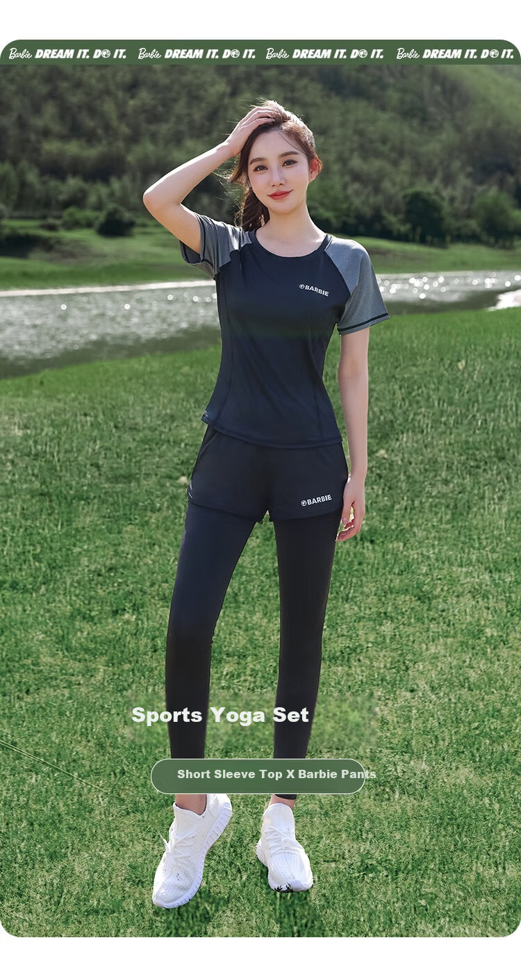 Barbie Women's Sportswear Set Outdoor Running Outfit Breathable Lightweight Badminton Suit Female 2