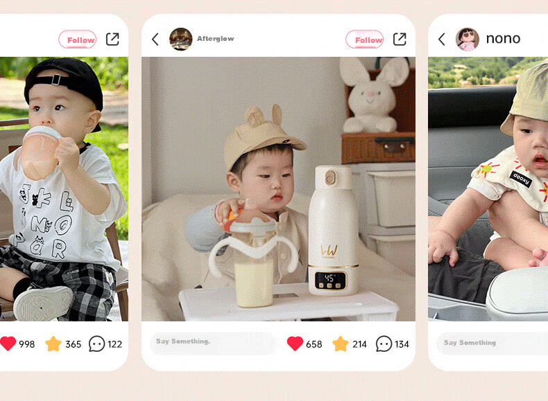 HeWu Wireless Portable Thermostatic Cup Thermostatic Kettle Baby Travel Milk Frother Water Boiling Cup Milk Warmer Fast Charging Set 11
