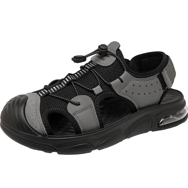 Warrior Men's Casual Sports Sandals Summer Soft Sole Beach Slippers WSL(WZ)-1654 Gray Black Size 42