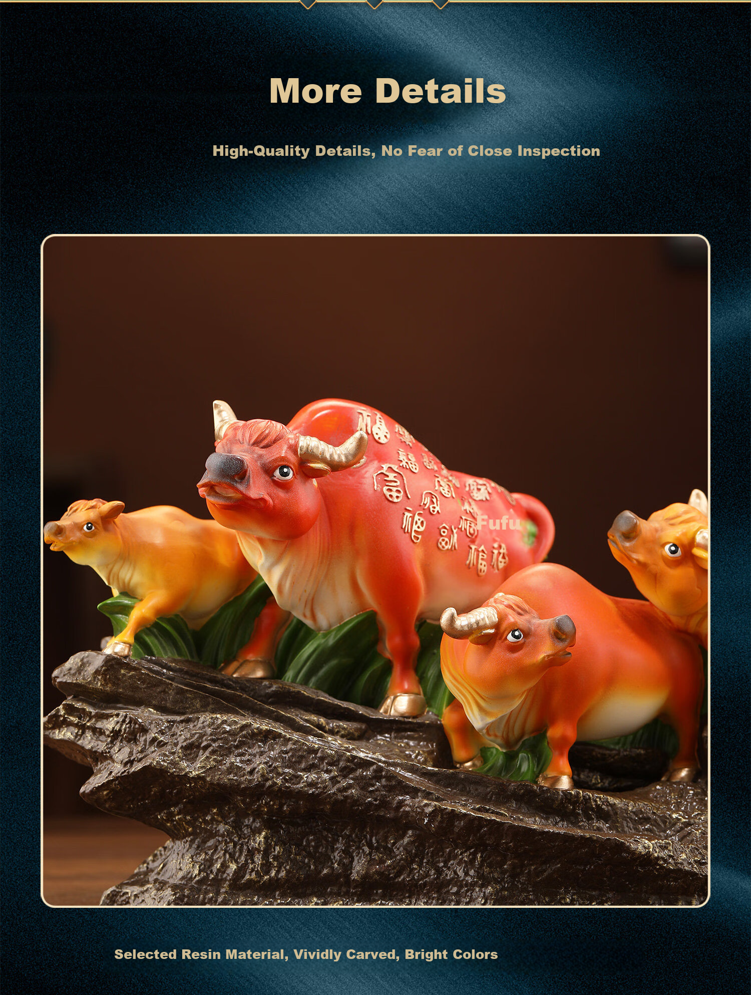 Heshengtang Five Oxen Blessing Ornament High-End Elegant Living Room Office Desktop Decoration Housewarming Opening Gift TV Cabinet Decor 3