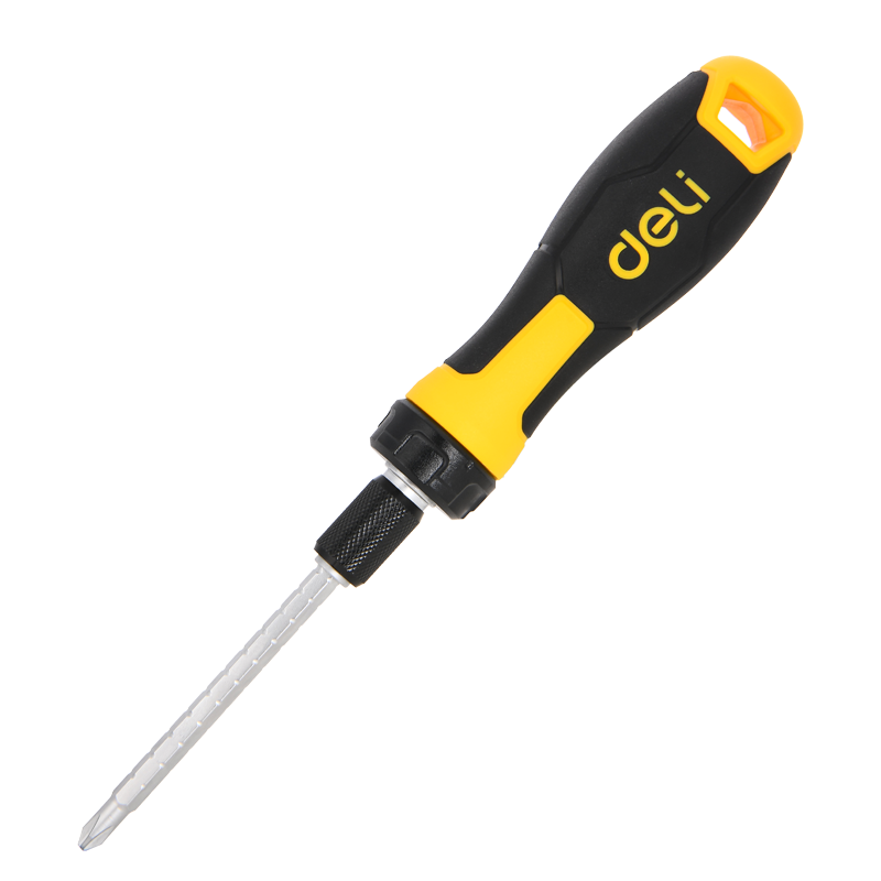 Deli Ratchet Extendable Dual-Purpose Screwdriver, Phillips And Flathead, Multi-Functional