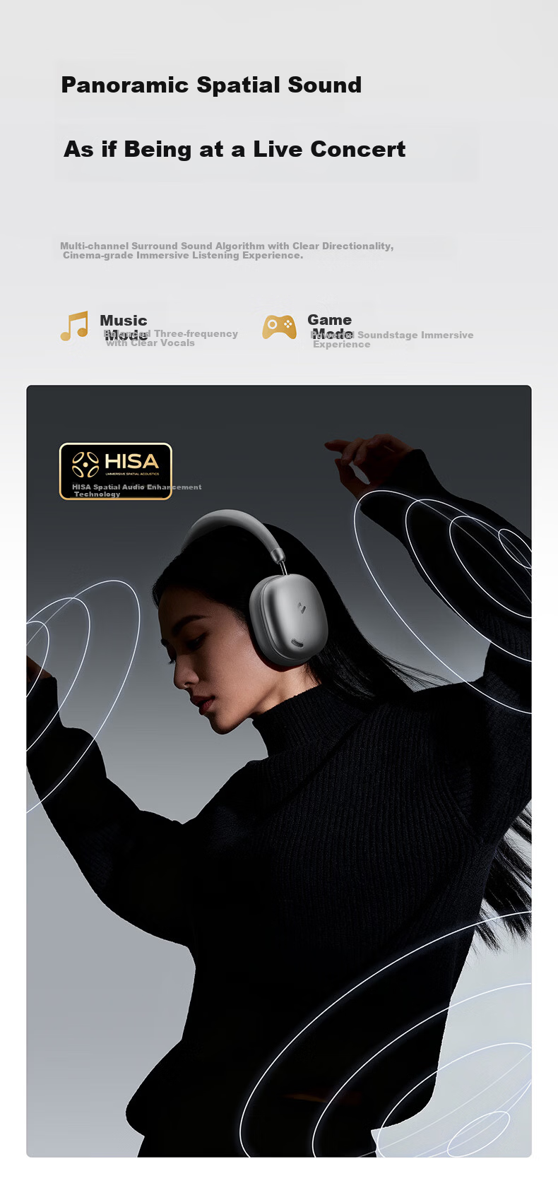 Havit Over-Ear Bluetooth Headphones ANC Active Noise Cancellation Deep Bass Wireless Headset Long Battery Life for Computer Online Classes Gaming Sports Compatible with Apple Huawei Xiaomi H668BT Black 20