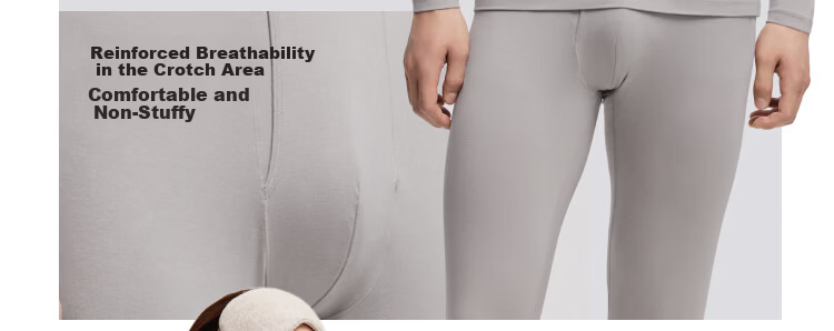 Beneunder Men's Thermal Pants Autumn Winter Fleece-Lined Breathable Sweat-Absorbing Anti-Static Base Layer 24