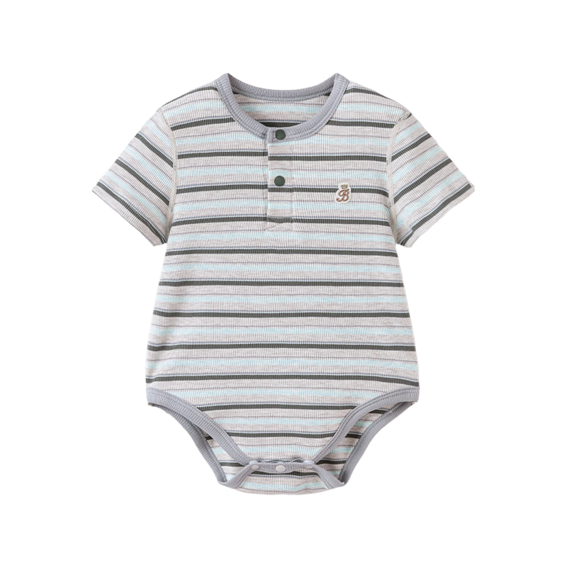 Babylove Baby Short Sleeve Bodysuit Summer Thin Modal Breathable Triangle Romper Striped Casual Summer Outfit