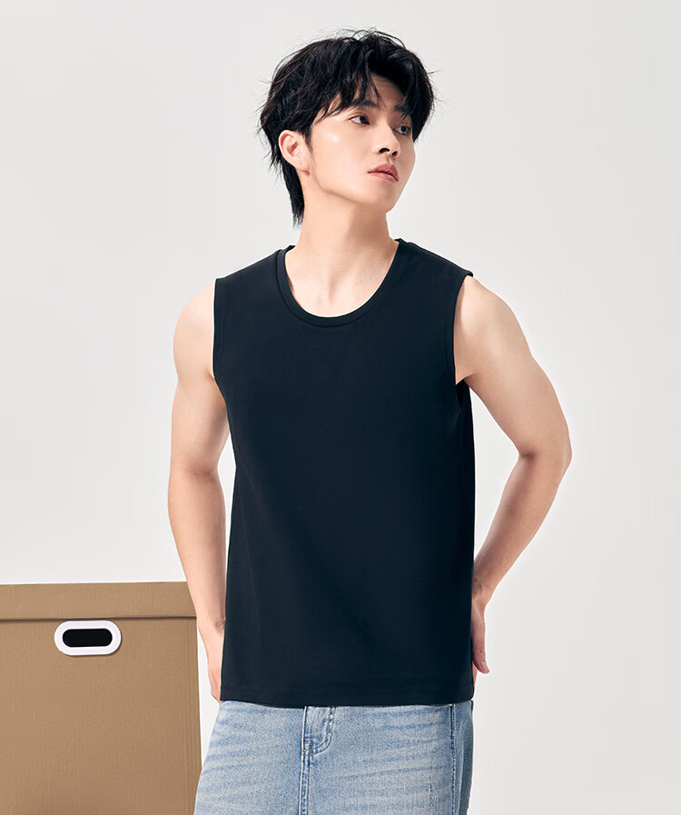 Hodo Men's 10A Antibacterial Anti-Mite Soft Cotton Sun Protection 50+ Sports Commuter Versatile Crew Neck Sleeveless Vest 11