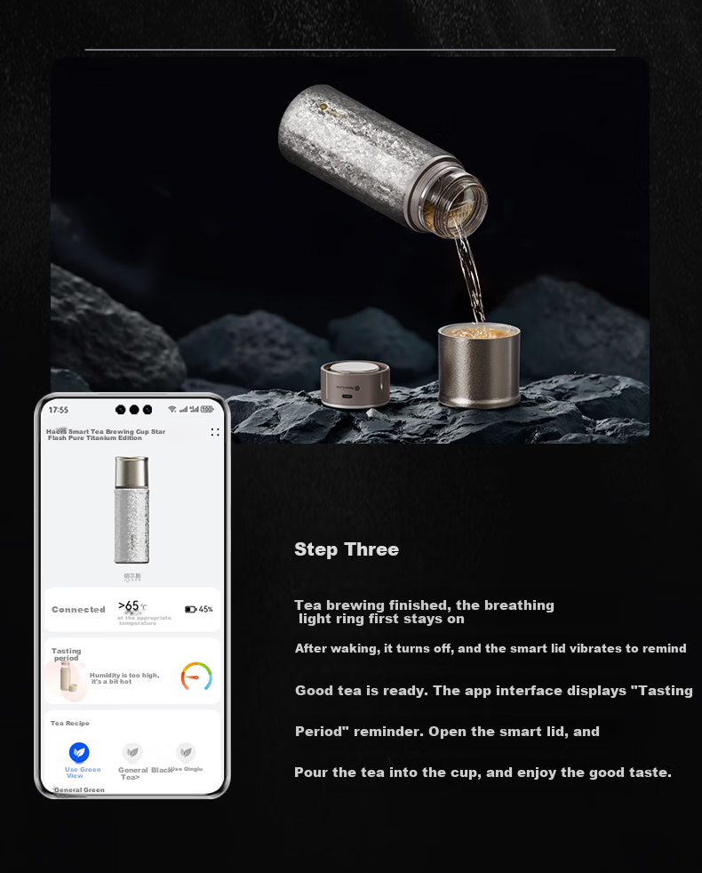 Hongmeng Smart Choice Haers Intelligent Pure Titanium Tea Brewing Insulated Water Bottle for Men and Women with Tea Separation Business Gift 17