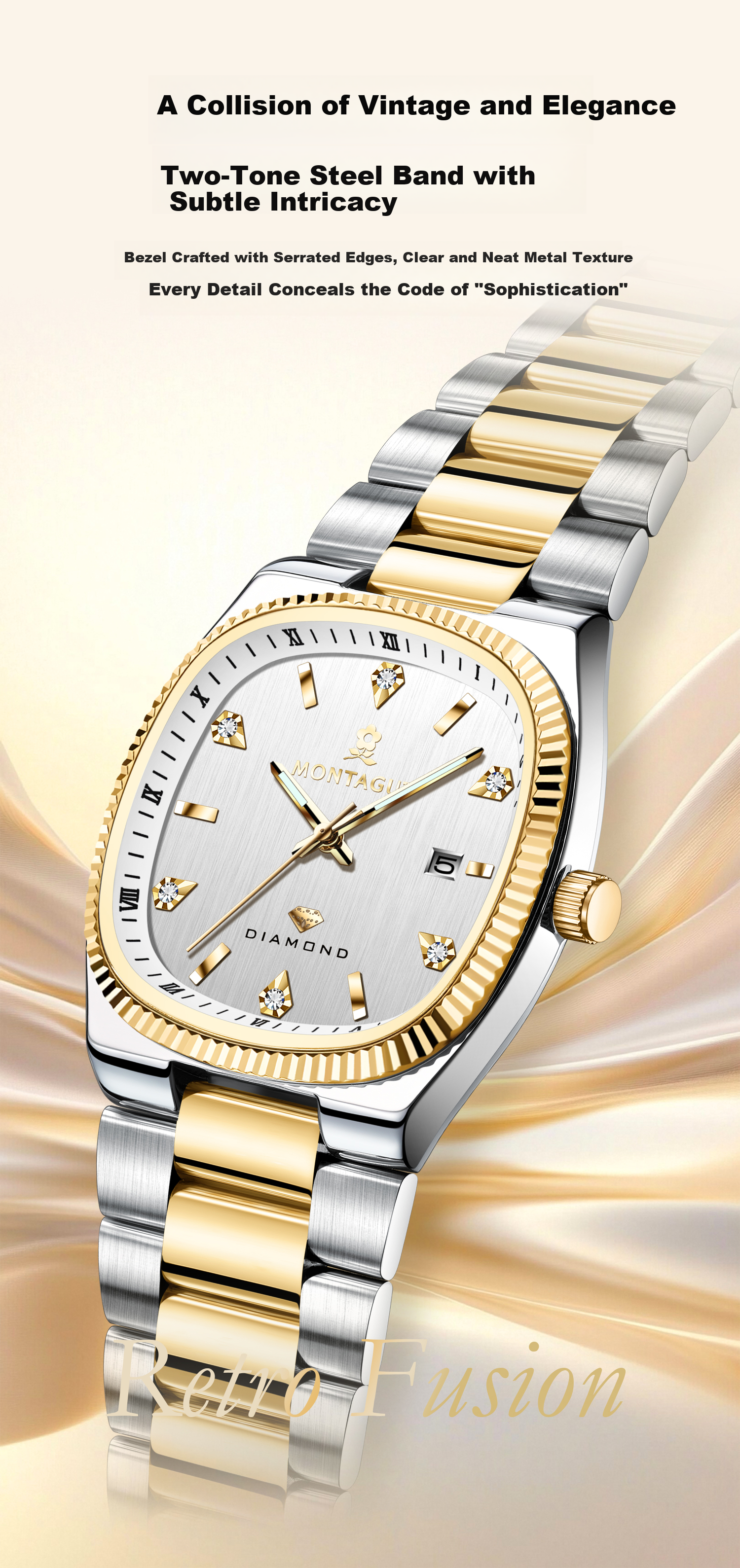 MONTAGUT Luxury Diamond-Studded Fashion Waterproof Couple's Business Watch for Men and Women - Spring Festival Gift 5