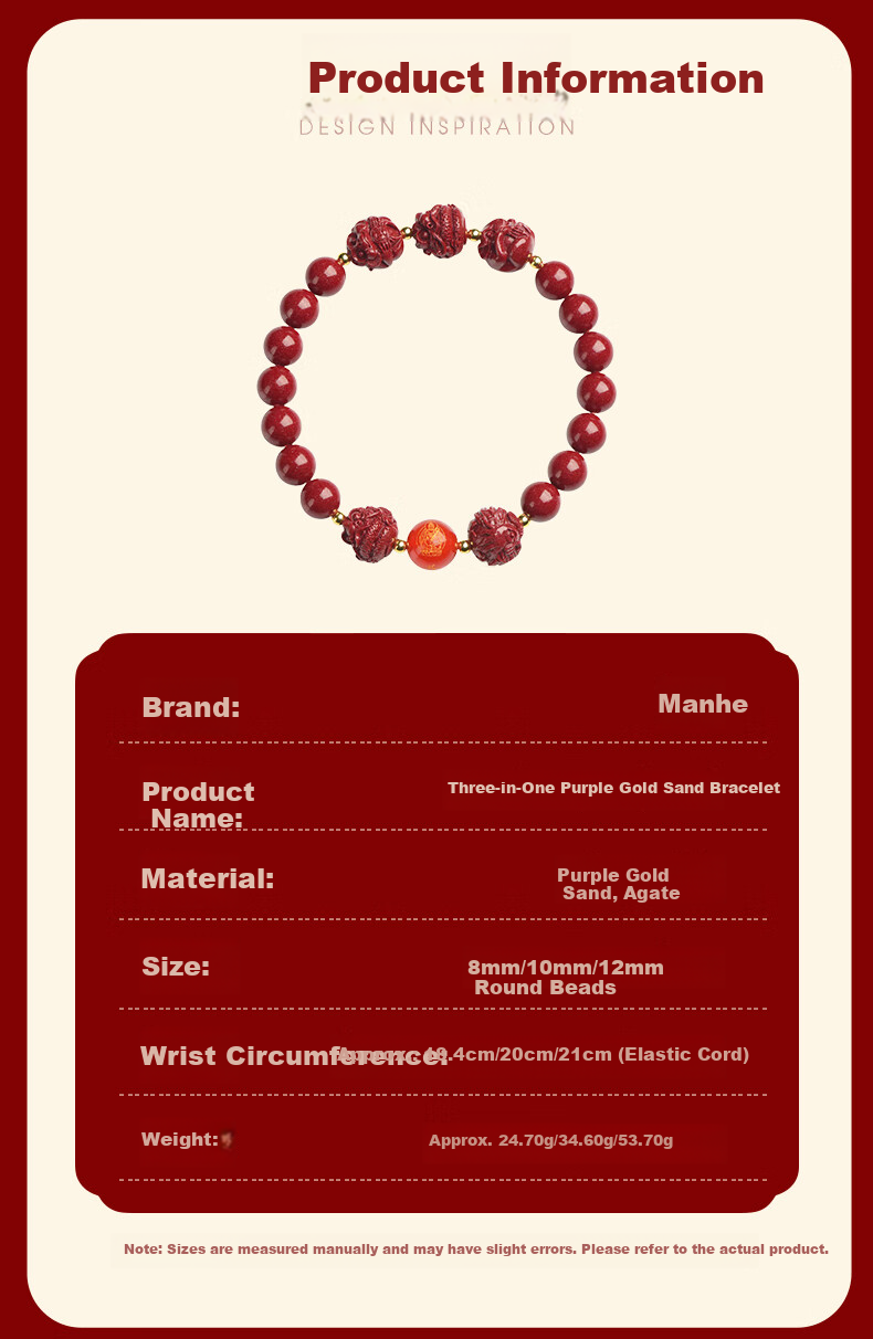 MANHE Cinnabar Bracelet for Men, Three-In And Six-In Authentic Amulet Jewelry Bracelet for Women, Fortune-Turning Beads, Girlfriend Birthday Gift 22