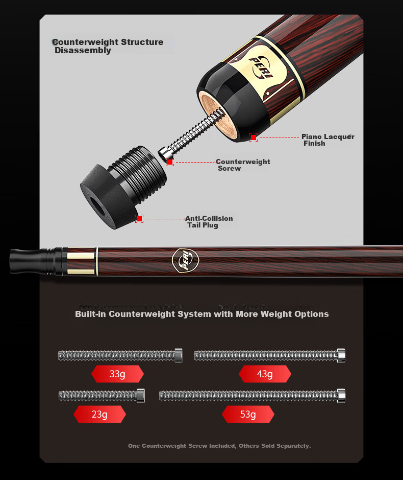 PERI Billiard Cue JD Self-operated Chinese Black Eight Pool Table Cue Big Head Cue Pierli Speed Series SY02 6
