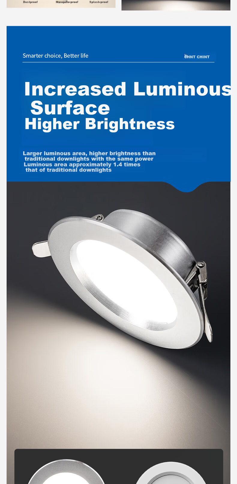 CHINT LED Aluminum Alloy Downlight Silver Edge Ceiling Recessed Ultra-thin High Brightness Commercial Corridor Light White 6W-6500K Cool White 3