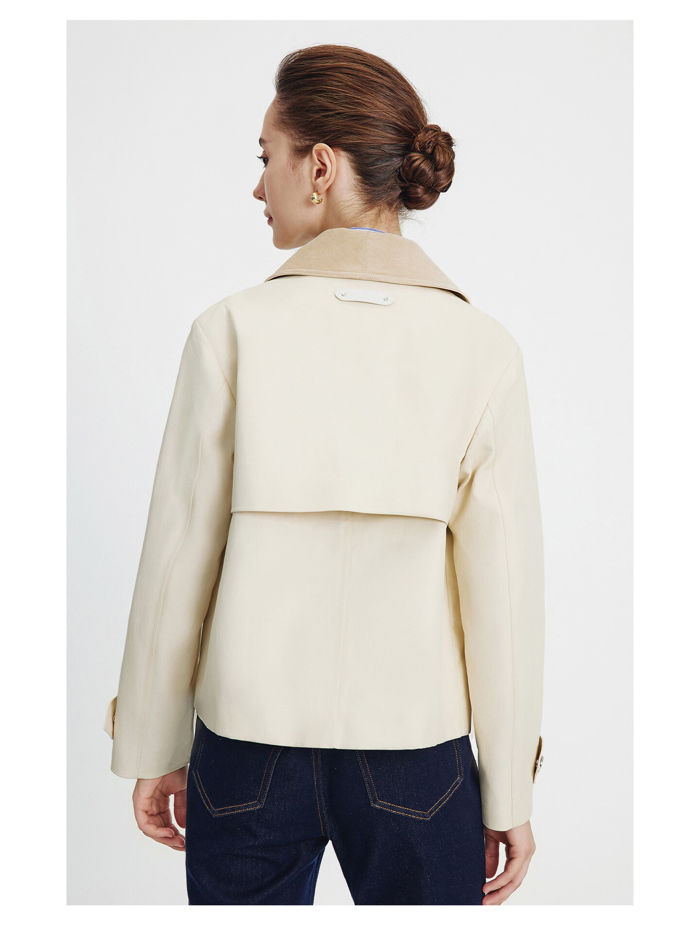 NaviKeel Italy Small Sailboat Women's Short Workwear Trench Coat Full Cotton Barn Style Jacket 2331505501 Blue L 40