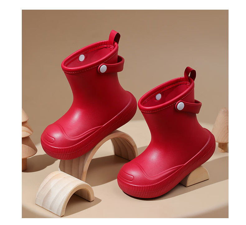Afunoti Kids Rain Boots Boys Girls Waterproof Non-slip Toddler Rain Shoes Burgundy Size 31-32 12