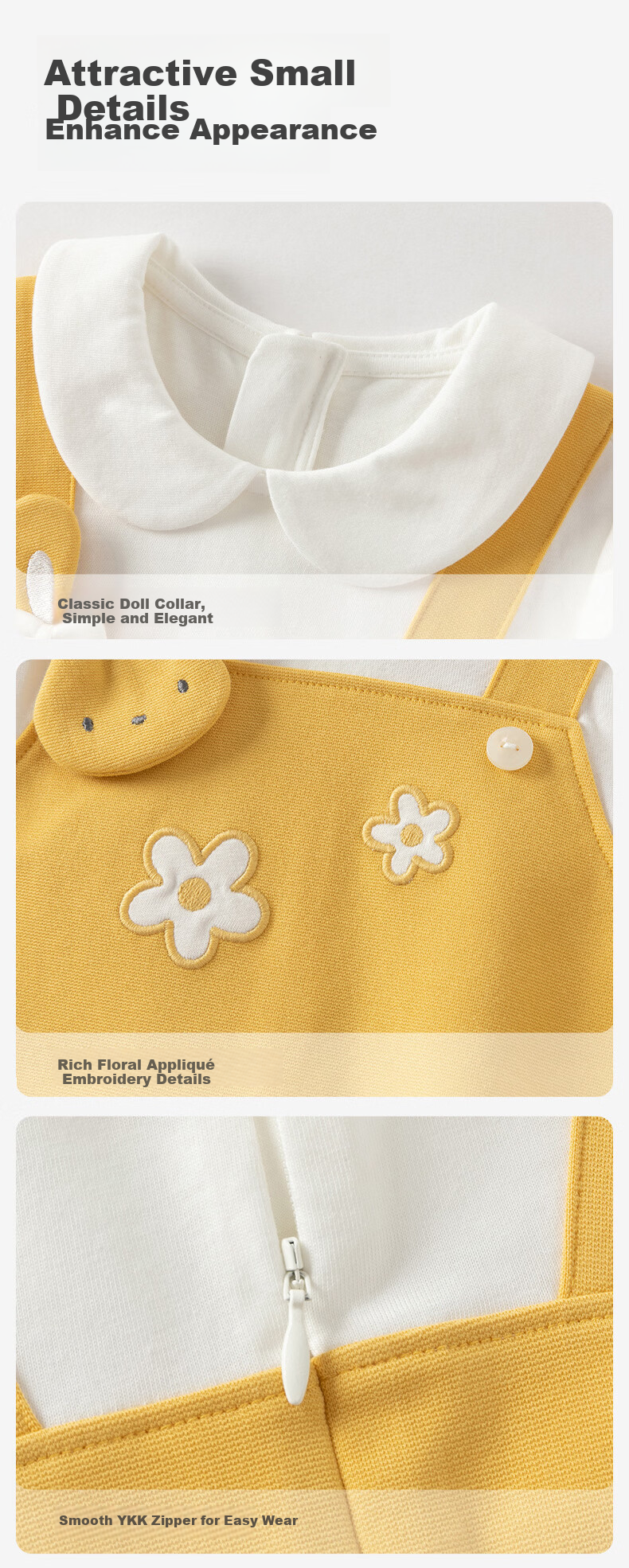 DAVE & BELLA Girls' Spring Long Sleeve A-Line Dress Sweet Yellow Toddler Dress 6