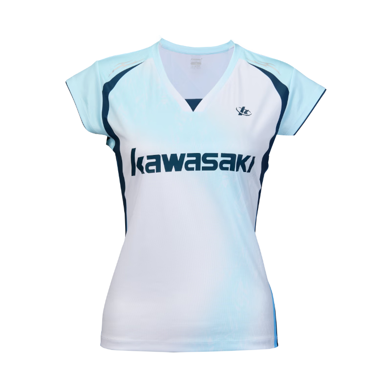 KAWASAKI Women's Badminton Sports Short Sleeve T-Shirt Quick-Dry Breathable Competition Training Shirt D2227 Light Blue 2XL