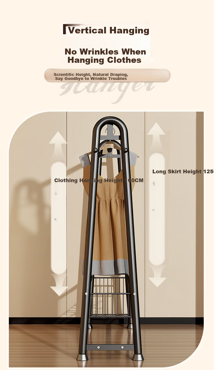 Youqin Floor Coat Rack Bedroom Household Mobile Multifunctional Clothes Drying Rack Thickened Multi-layer Storage Coat Rack 8