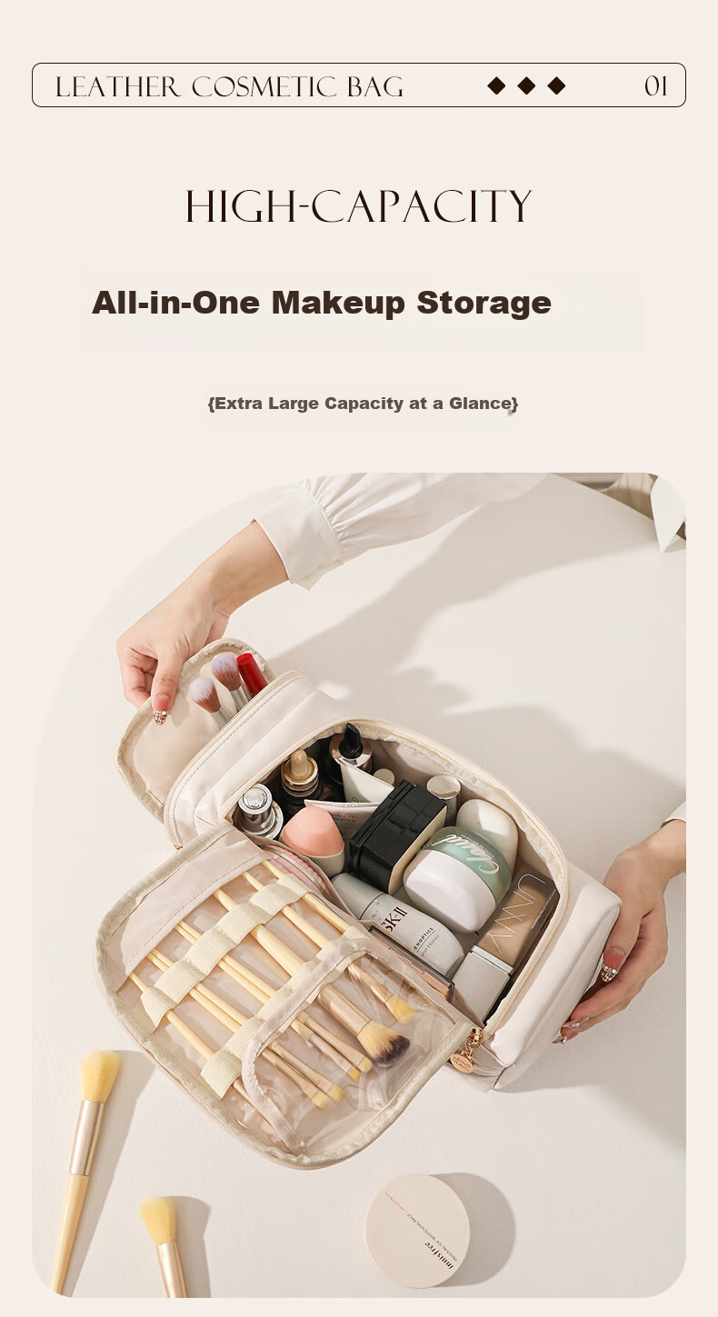 LOHAS Travel Makeup Bag Portable Large Capacity Toiletry Skincare Storage Pouch High-End Stylish Women's Travel Business Trip Organizer 4