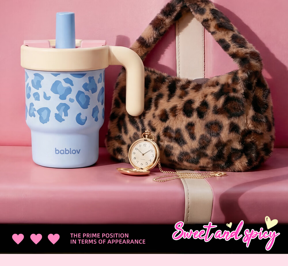 BABLOV Celebrity Edition Insulated Straw Water Bottle for Women Birthday Gift Desktop Handle Compact Portable Cup 8